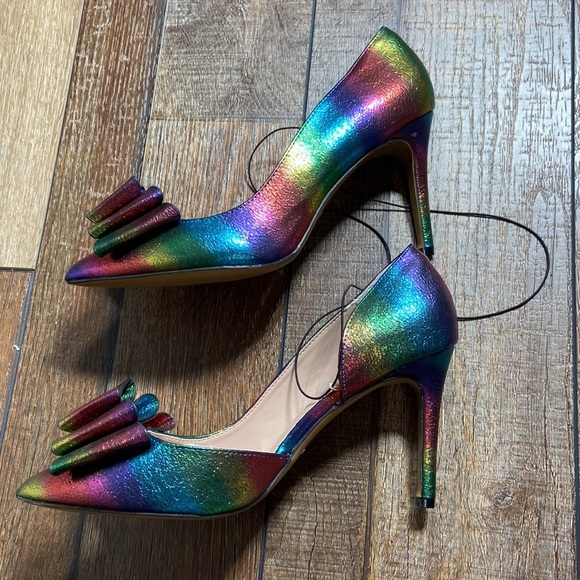 Betsey Johnson New Rainbow Bary High Heels New Size 8 - Picture 7 of 16